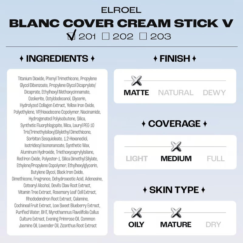 🌟Cream Stick V White Color-Changing Foundation Stick with Volufiline