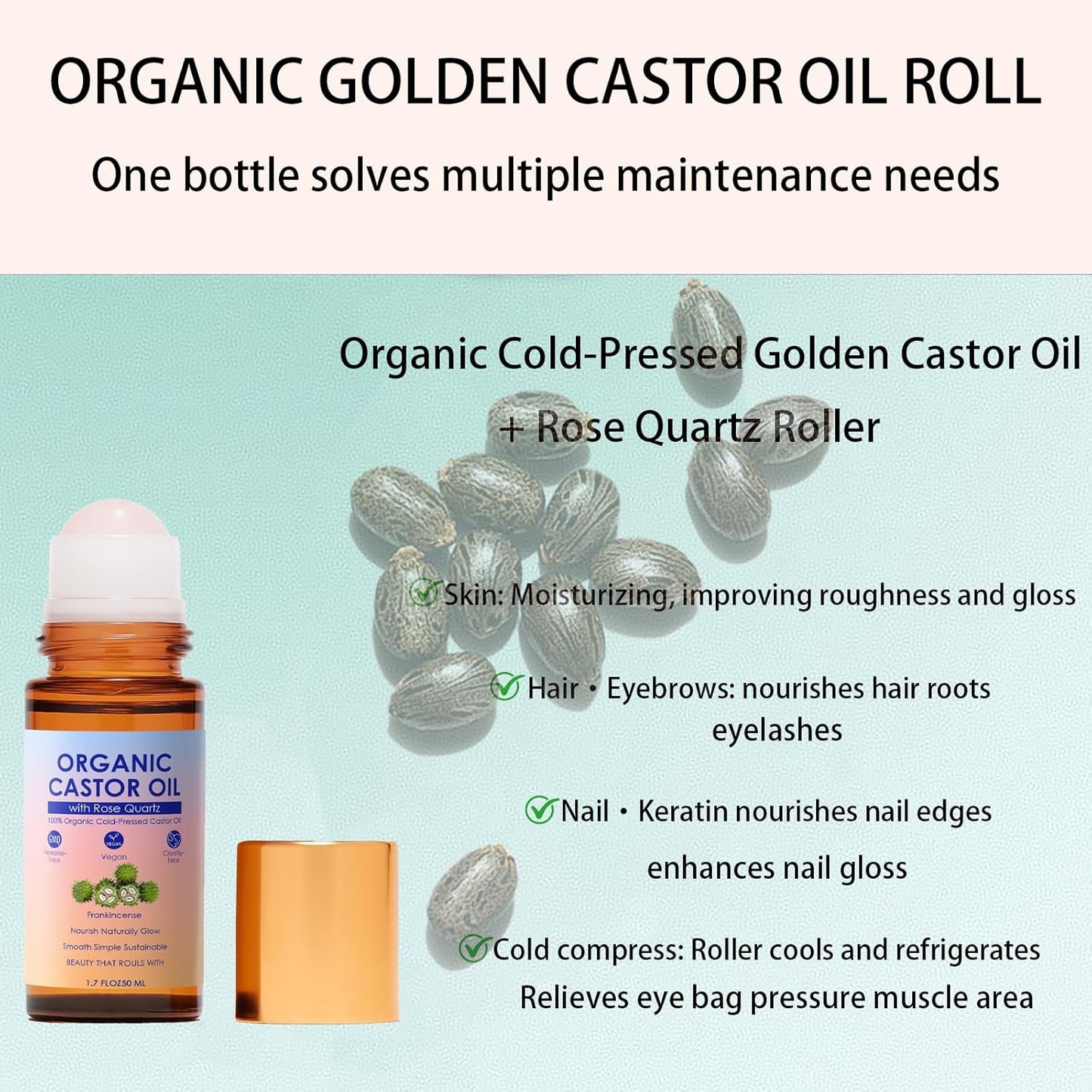 BUY MORE GET MORE FREE 49%off🔥🔥Organic Castor Oil Roll On Rose Quartz