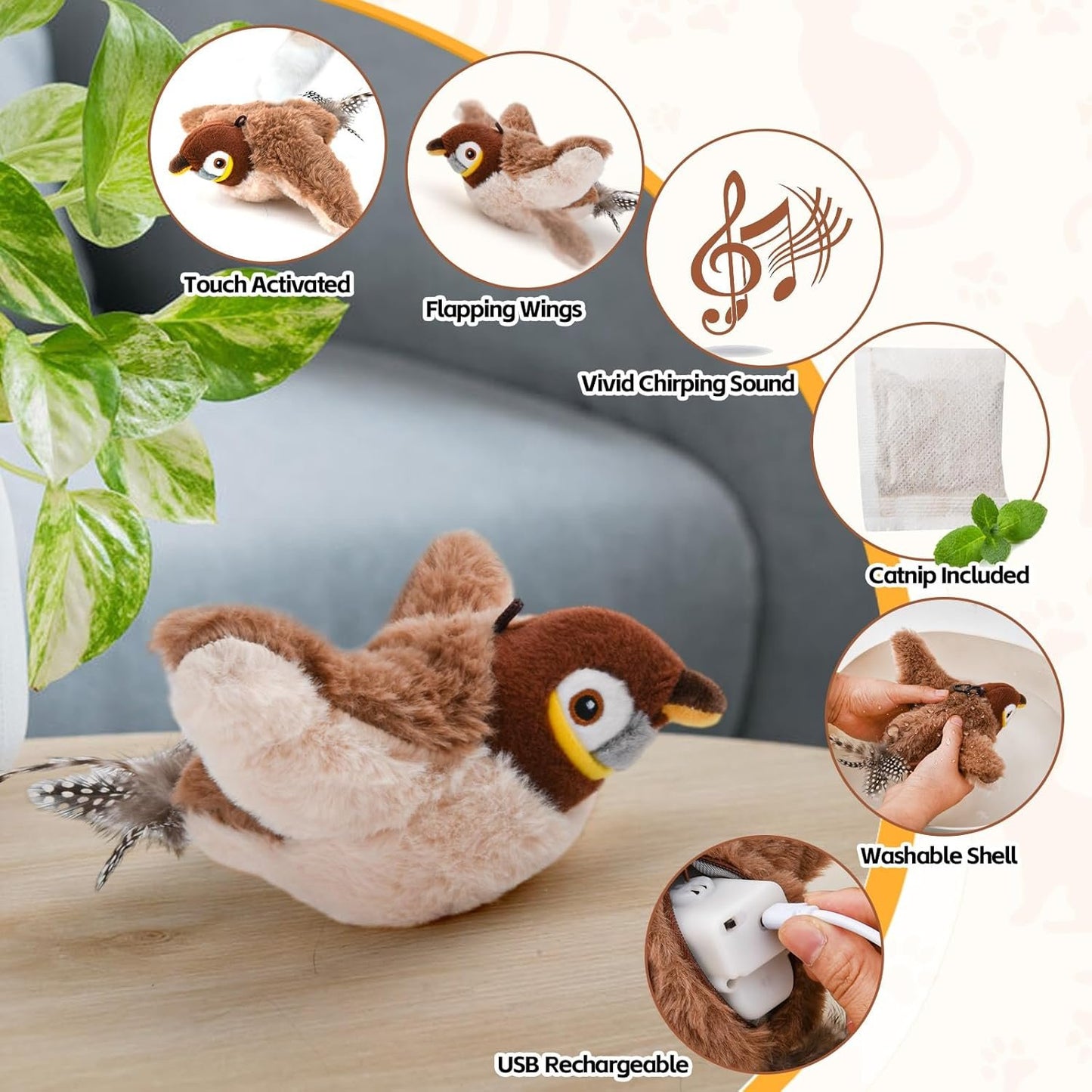 Last Day 49% OFF - 🐾Interactive Chirping Bird Cat Toy
