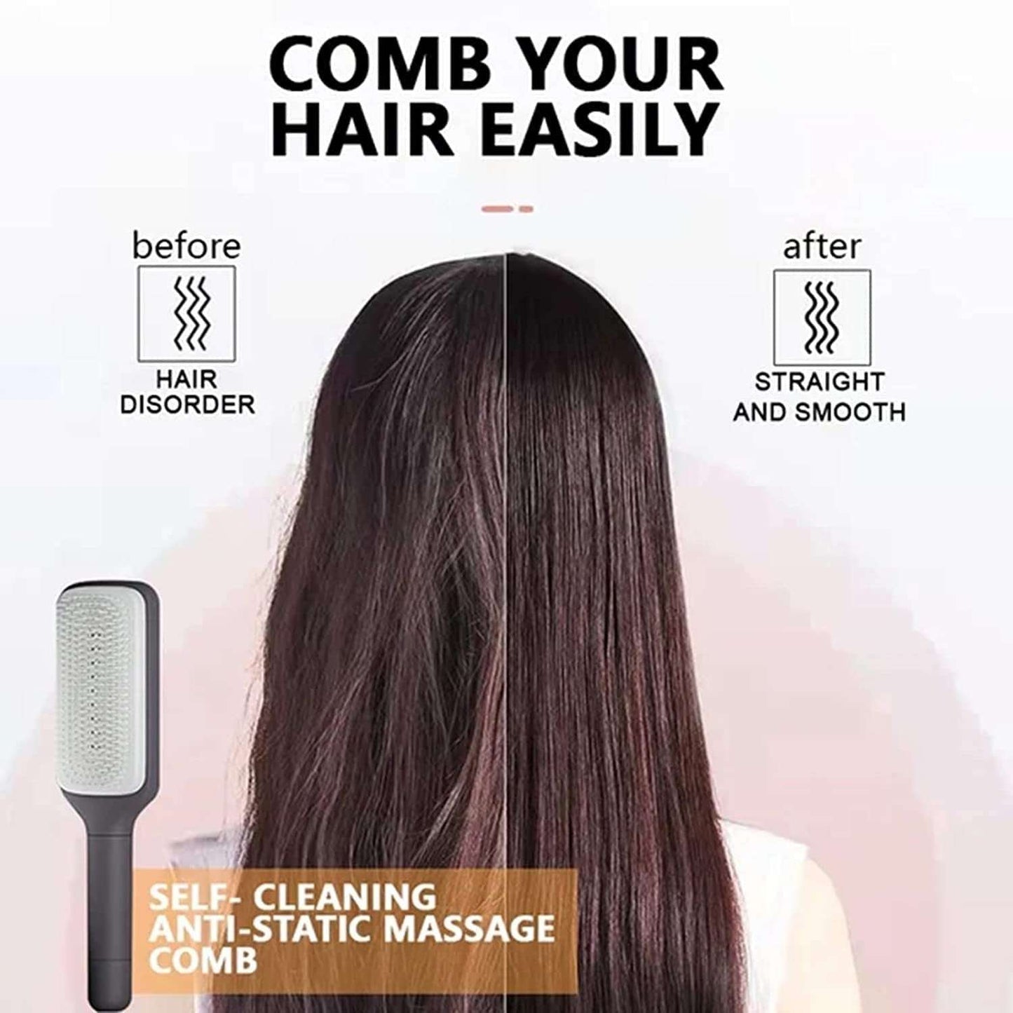 4 In 1 Self Cleaning Hair Brush Anti-Static Massage Comb Scalable Rotate Lifting