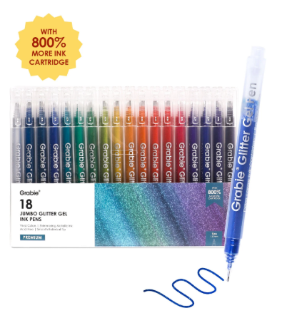 Jumbo Iridescent Glitter Gel Ink Pen Set Of 18