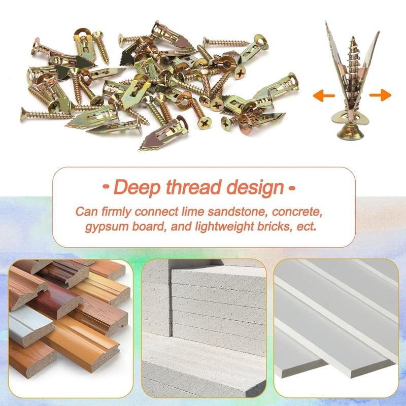 🔥Last Day 50% OFF -🔩40PCS Self-Drilling Drywall Anchors and Screws Kit
