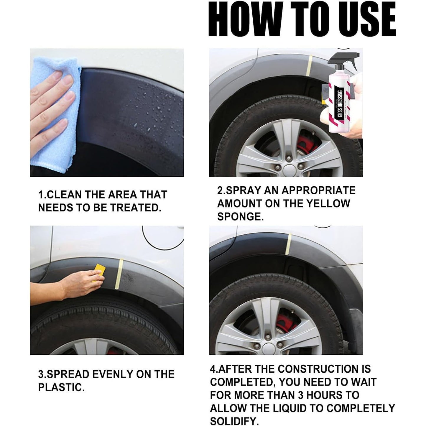 Gloss Dressing - Plastic decoration and tire polish, automotive plastic repair agent