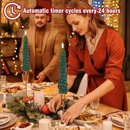 🔮✨Christmas Tree Flameless Taper Candles with Remote Timer