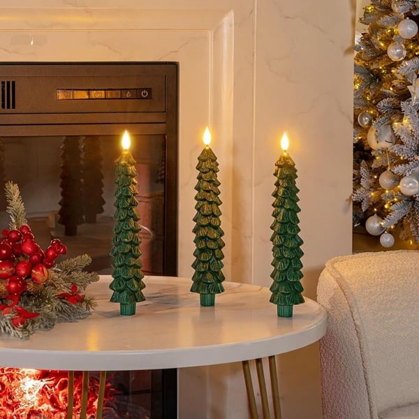 🔮✨Christmas Tree Flameless Taper Candles with Remote Timer