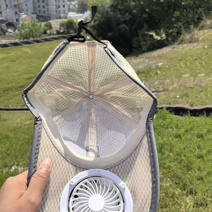 2-in-1 Solar Rechargeable Fan Breathable Mesh Baseball Cap