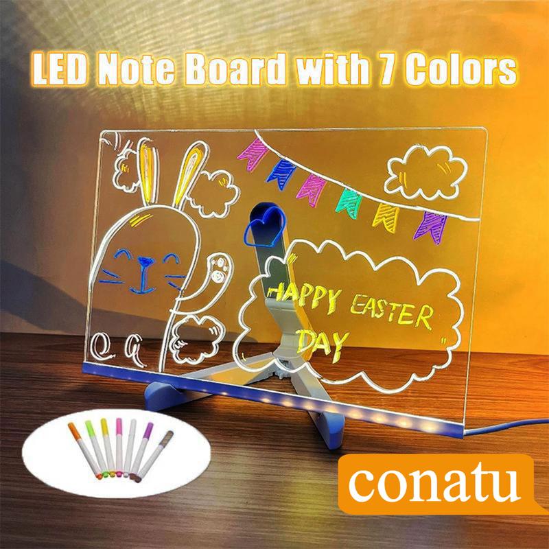 🔥Creative Rewritable Acrylic LED Message Board - (come with 7 Pens)