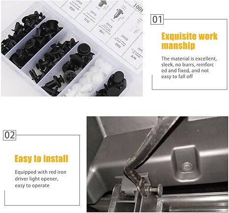🎁🔧100 PCS Car Clip Retainer Auto Fasteners Push Trim Bumper Plastic Rivets Clips Kit