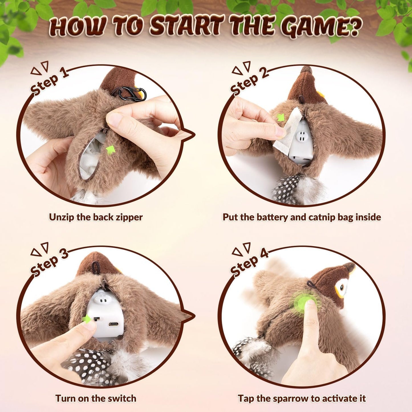 Last Day 49% OFF - 🐾Interactive Chirping Bird Cat Toy