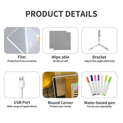 🔥Creative Rewritable Acrylic LED Message Board - (come with 7 Pens)