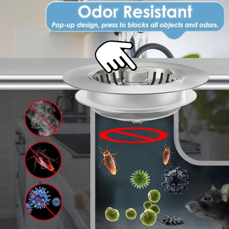 ⏰ Limited Stock – Buy 1 Get 1 FREE + 49% OFF!🚨 🚨  3-in-1 Sink Filter That Transforms Your Kitchen Drainage!