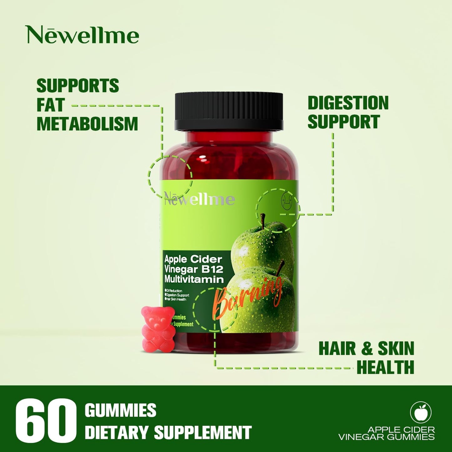 🔥2025 HOT SALE-49% OFF🔥Sugar-Free Apple Cider Vinegar (ACV) Gummies with The Mother & B12