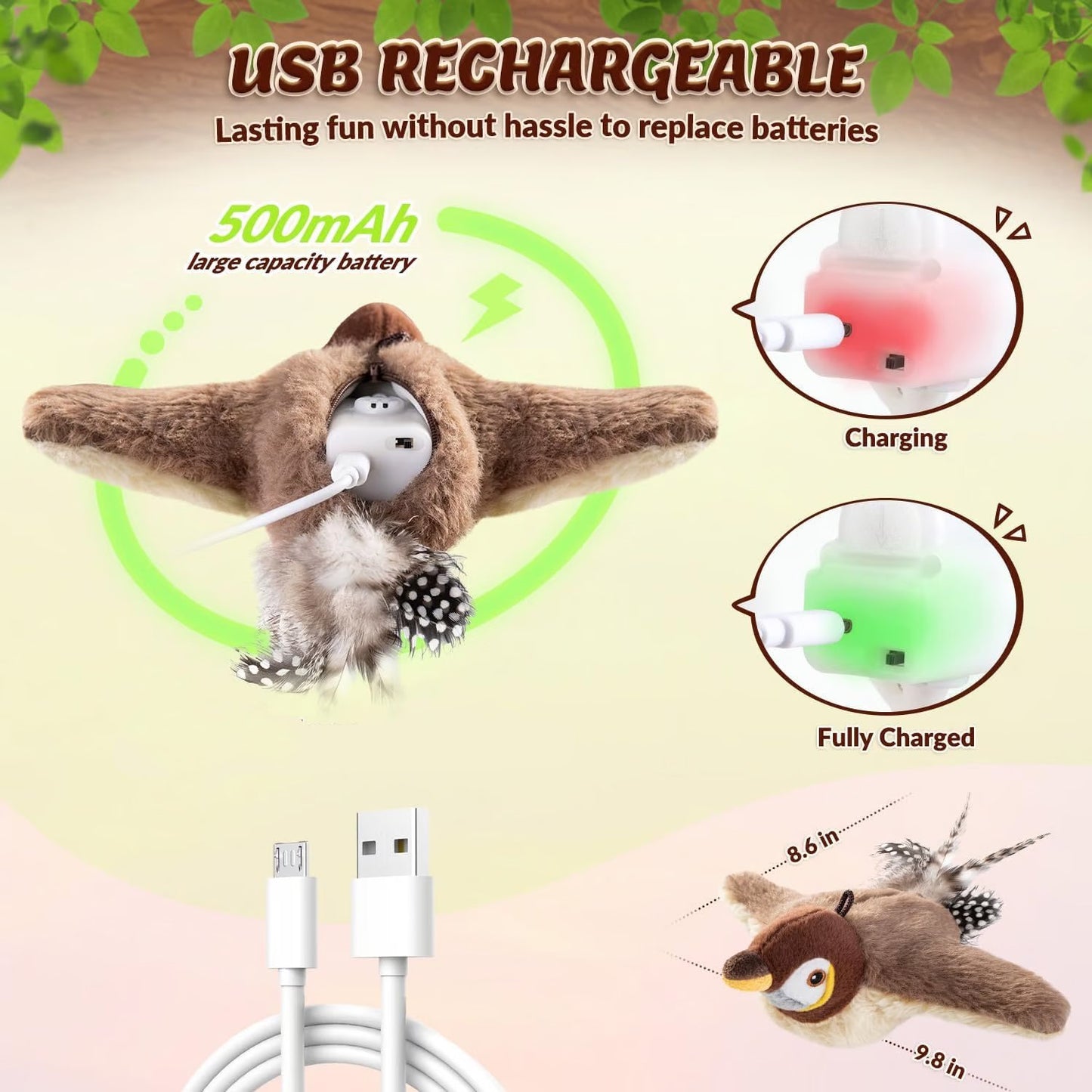 Last Day 49% OFF - 🐾Interactive Chirping Bird Cat Toy