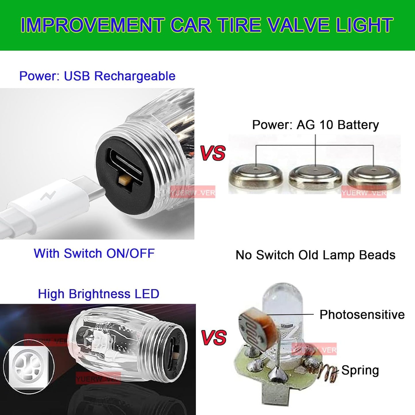 4 PCS Tire Valve Light Colorful LED Car Wheel Lights