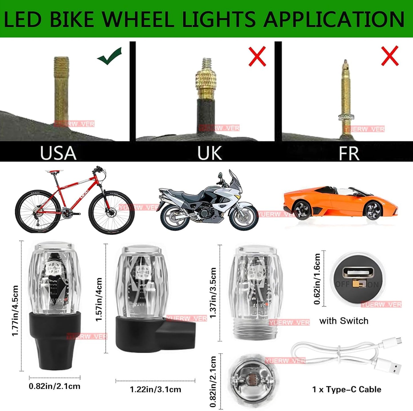 4 PCS Tire Valve Light Colorful LED Car Wheel Lights