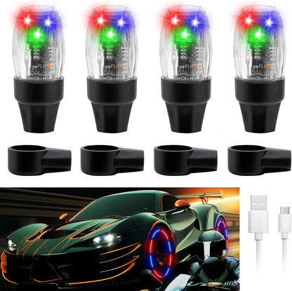 4 PCS Tire Valve Light Colorful LED Car Wheel Lights