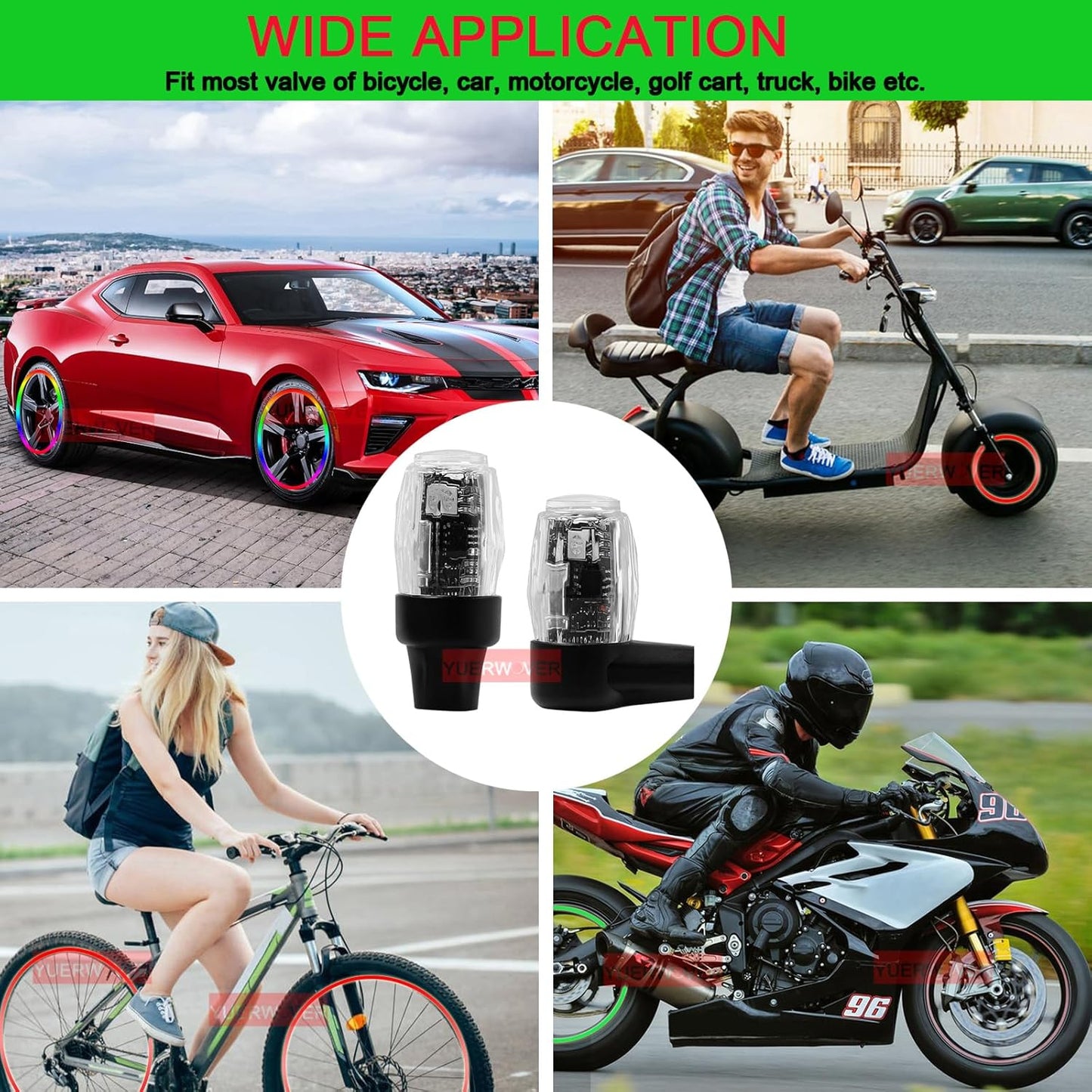 4 PCS Tire Valve Light Colorful LED Car Wheel Lights