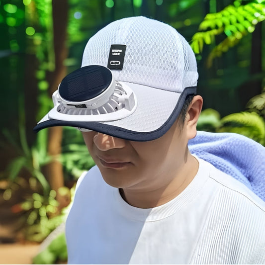2-in-1 Solar Rechargeable Fan Breathable Mesh Baseball Cap