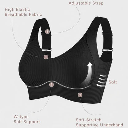 Women's Ribbed Push Up Adjustable Wireless Bra