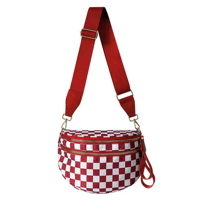 🌟LAST DAY 49% OFF🌟Black and White Checkered Nylon Bum Bag