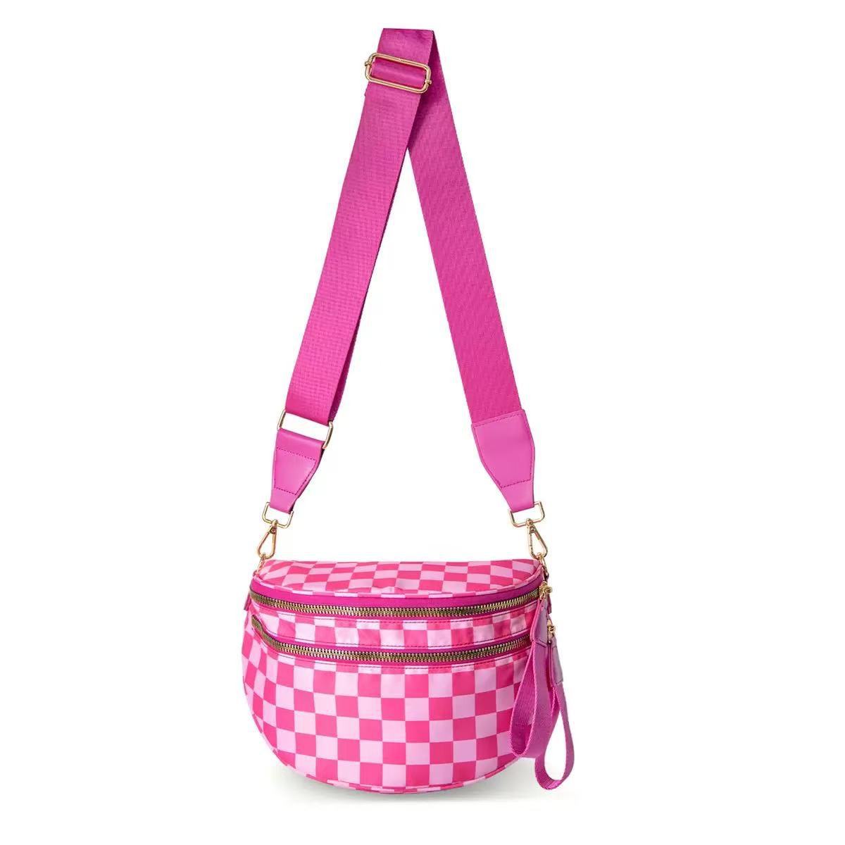 🌟LAST DAY 49% OFF🌟Black and White Checkered Nylon Bum Bag