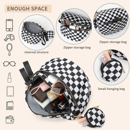 🌟LAST DAY 49% OFF🌟Black and White Checkered Nylon Bum Bag