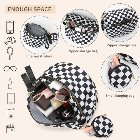 🌟LAST DAY 49% OFF🌟Black and White Checkered Nylon Bum Bag