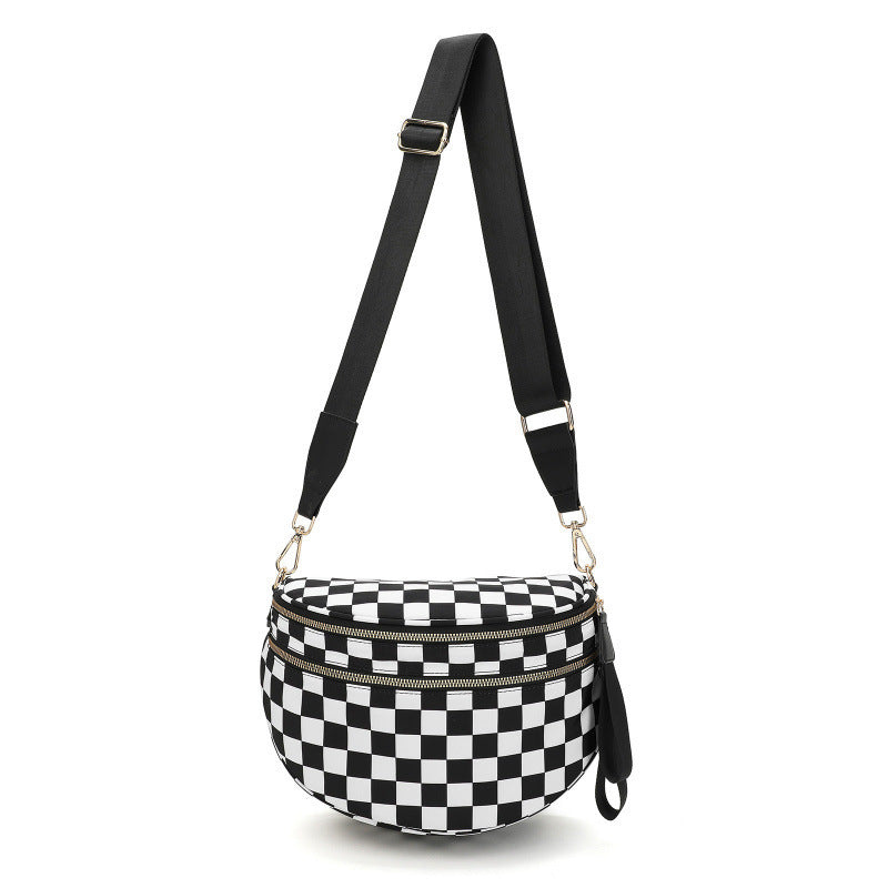 🌟LAST DAY 49% OFF🌟Black and White Checkered Nylon Bum Bag