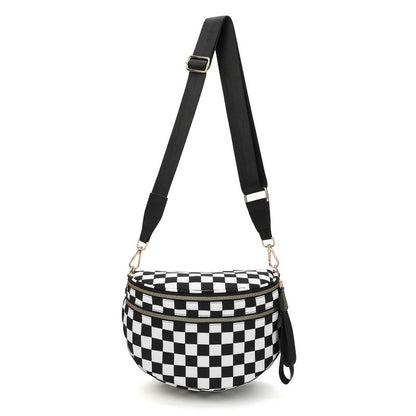 🌟LAST DAY 49% OFF🌟Black and White Checkered Nylon Bum Bag