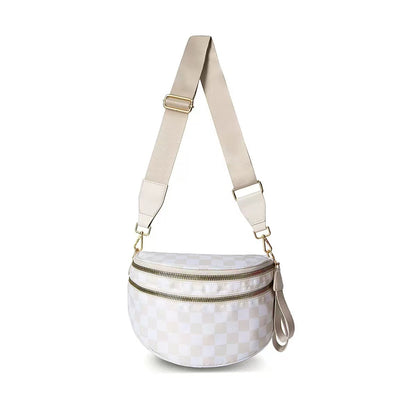 🌟LAST DAY 49% OFF🌟Black and White Checkered Nylon Bum Bag