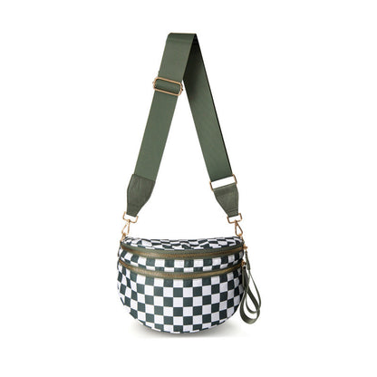 🌟LAST DAY 49% OFF🌟Black and White Checkered Nylon Bum Bag