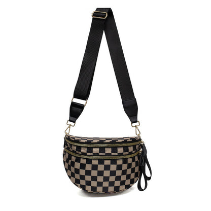 🌟LAST DAY 49% OFF🌟Black and White Checkered Nylon Bum Bag