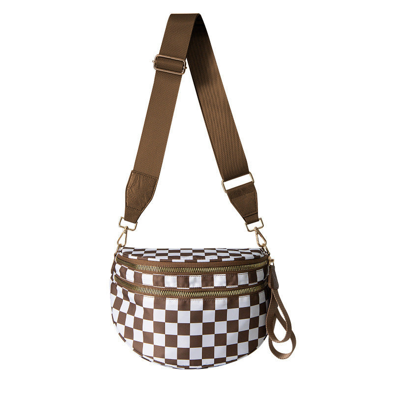 🌟LAST DAY 49% OFF🌟Black and White Checkered Nylon Bum Bag