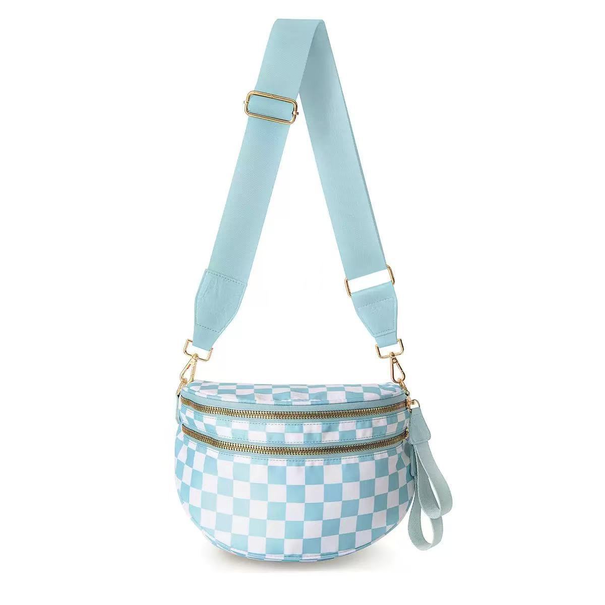 🌟LAST DAY 49% OFF🌟Black and White Checkered Nylon Bum Bag