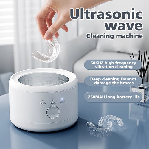 Portable Retainer Cleaner UV Ultrasonic False Teeth Retainer Cleaner Ultrasonic Cleaner For Retainers Dentures Jewelry Cleanin
