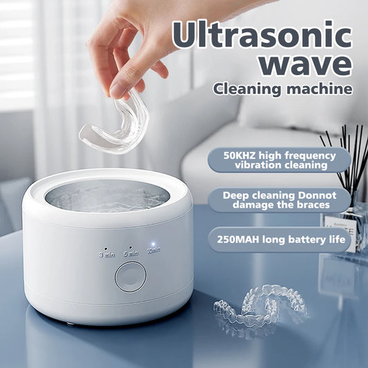 Portable Retainer Cleaner UV Ultrasonic False Teeth Retainer Cleaner Ultrasonic Cleaner For Retainers Dentures Jewelry Cleanin