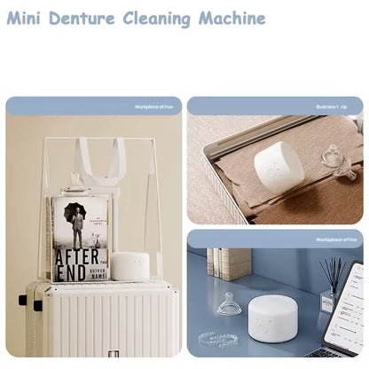 Portable Retainer Cleaner UV Ultrasonic False Teeth Retainer Cleaner Ultrasonic Cleaner For Retainers Dentures Jewelry Cleanin