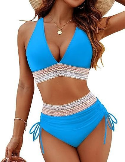 Summer Discount 49% OFF🔥2025 High Waisted Tummy Control Color Block Bikini Sets