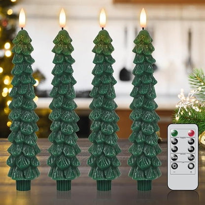 🔮✨Christmas Tree Flameless Taper Candles with Remote Timer