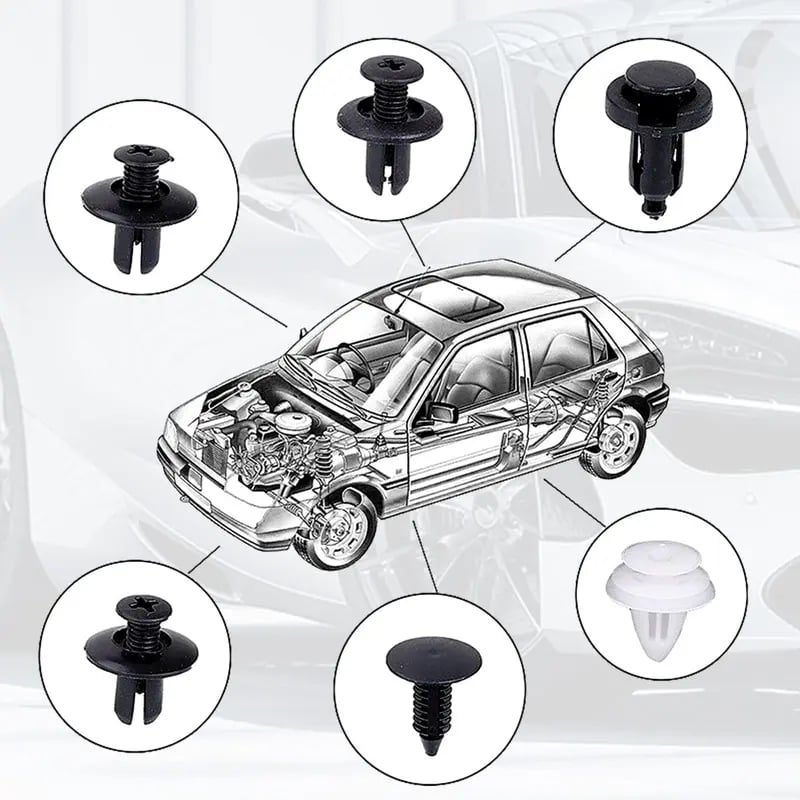 🎁🔧100 PCS Car Clip Retainer Auto Fasteners Push Trim Bumper Plastic Rivets Clips Kit