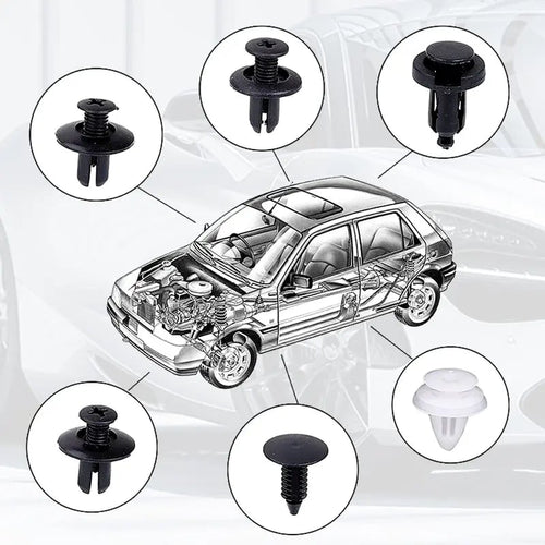 🎁🔧100 PCS Car Clip Retainer Auto Fasteners Push Trim Bumper Plastic Rivets Clips Kit