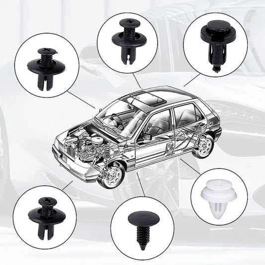 🎁🔧100 PCS Car Clip Retainer Auto Fasteners Push Trim Bumper Plastic Rivets Clips Kit