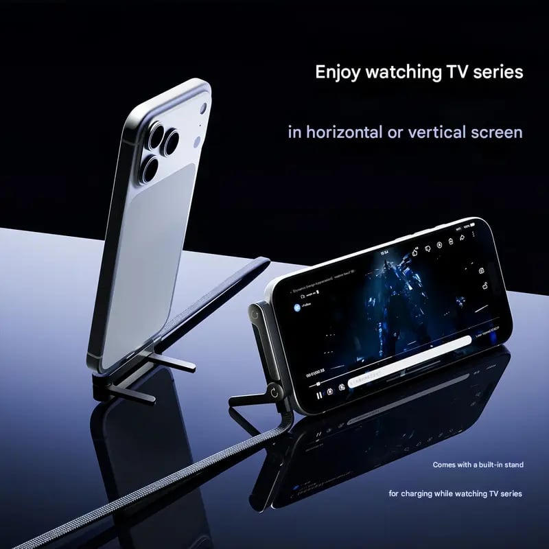 🔥📱240W Braided Fast Charge Cable With Built-in Phone Stand