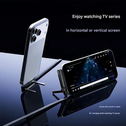 🔥📱240W Braided Fast Charge Cable With Built-in Phone Stand