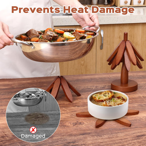 🔥LAST DAY SALE 49% OFF 🔥Premium Heat-Resistant Natural Wooden Trivet Set for Hot Dishes