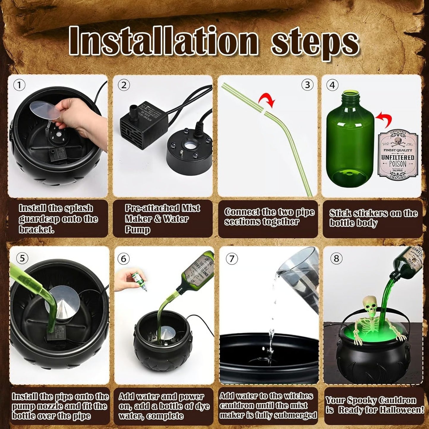 🎃Early Halloween Sale 49% OFF - ☠💚Cauldron Halloween Decor with Magic Floating Potion Bottles & Diffuser