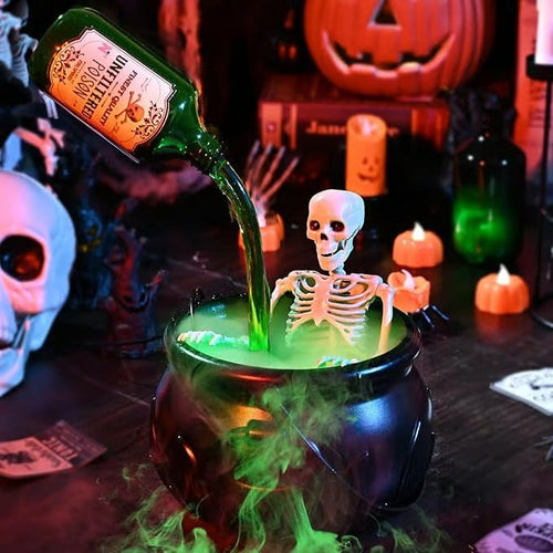 🎃Early Halloween Sale 49% OFF - ☠💚Cauldron Halloween Decor with Magic Floating Potion Bottles & Diffuser
