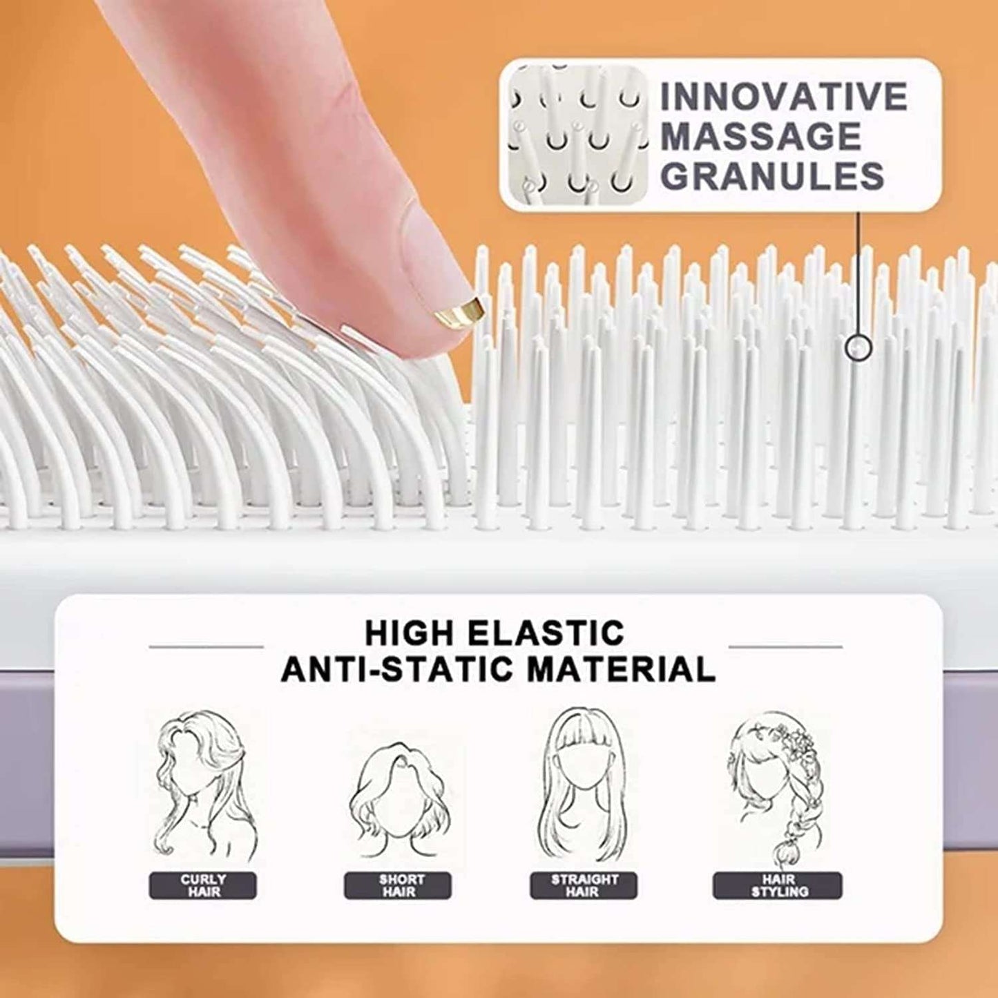 4 In 1 Self Cleaning Hair Brush Anti-Static Massage Comb Scalable Rotate Lifting