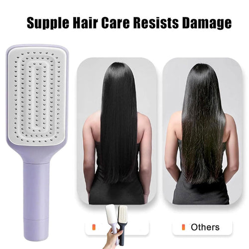 4 In 1 Self Cleaning Hair Brush Anti-Static Massage Comb Scalable Rotate Lifting