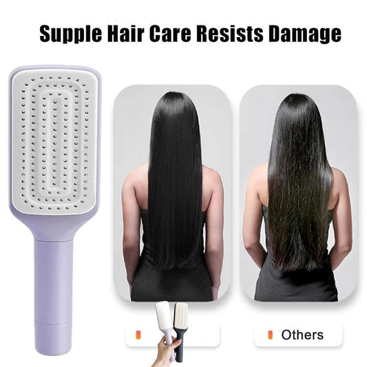 4 In 1 Self Cleaning Hair Brush Anti-Static Massage Comb Scalable Rotate Lifting
